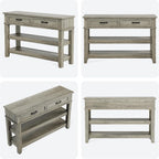GarveeHome Entryway Table, Console Table with 2 Storage Drawers, 3 Tier Farmhouse Wooden Sofa Table, Hallway Tables for Entryway, Living Room, Rustic Grey