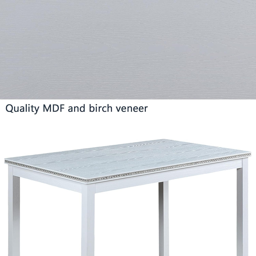 Knocbel Classic 4-Person Dining Table for Small Space, Wooden Apartment Condo Pub Bistro Kitchen Dining Furniture, Standard Height (White Rectangular 30" H)