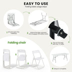 6FT Foldable Table Set with 6 Pack Plastic Folding Chairs, Heavy Duty 350 lbs Folding Table & Folding Chairs, Portable Foldable Furniture Bundle for Parties, Wedding, Events, Indoor & Outdoor
