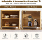 HOMMPA 31.5'' Sideboard Buffet Cabinet with Storage Fluted Sideboard Buffet with Adjustable Shelves Coffee Bar Console Table Cabinet for Hallway Entryway Living Room or Kitchen Natural
