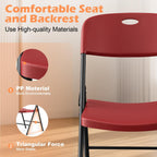 VTOY Heavy Duty Folding Chairs, 450 lbs Capacity Stackable Plastic Chairs, Durable & Comfortable for Indoor Outdoor, Wedding, Party, Patio, Office (Red 2 Pack)