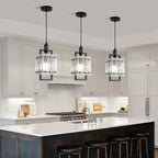 Modern Pendant Lights Kitchen Island 2 Pack Matte Black Pendant Lights Water Ripple Glass Square Pendant Lighting Over Island Hanging Pendant Light Fixtures for Kitchen Dining Room Hallway Foyer