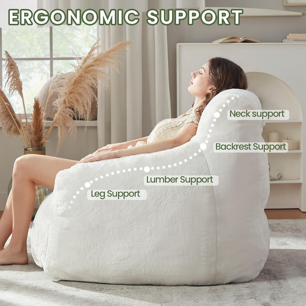 EBENCHICO Giant Bean Bag Chair for Adults, Comfy Oversized Bean Bag Chairs for Teens, Large Beanbag Chair Couch Sofa with Filler,Reading Chair with Pillow for Living Room Bedroom