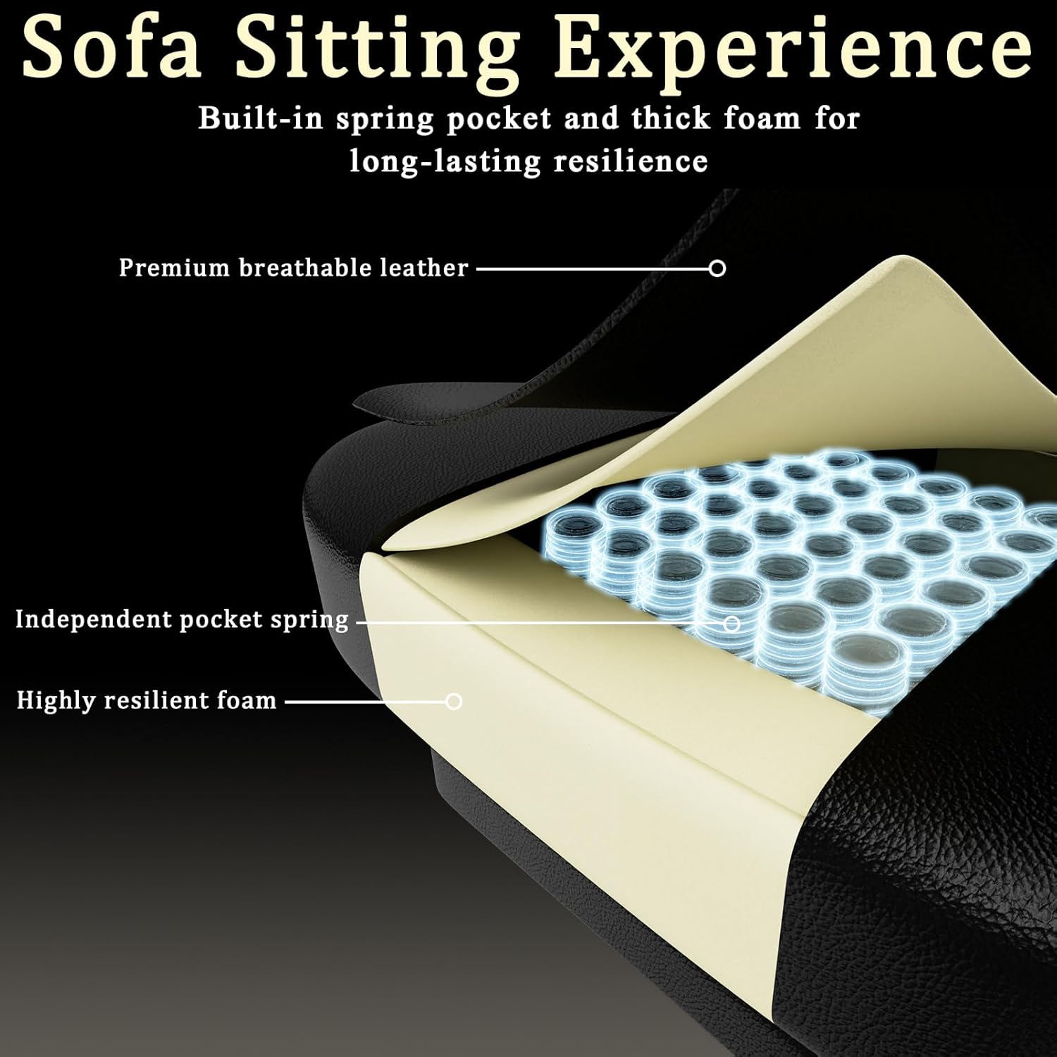 Gaming Chair with Pocket Spring Cushion and Footrest, Ergonomic Computer Chair for Adults, Breathable PU Leather Game Chair