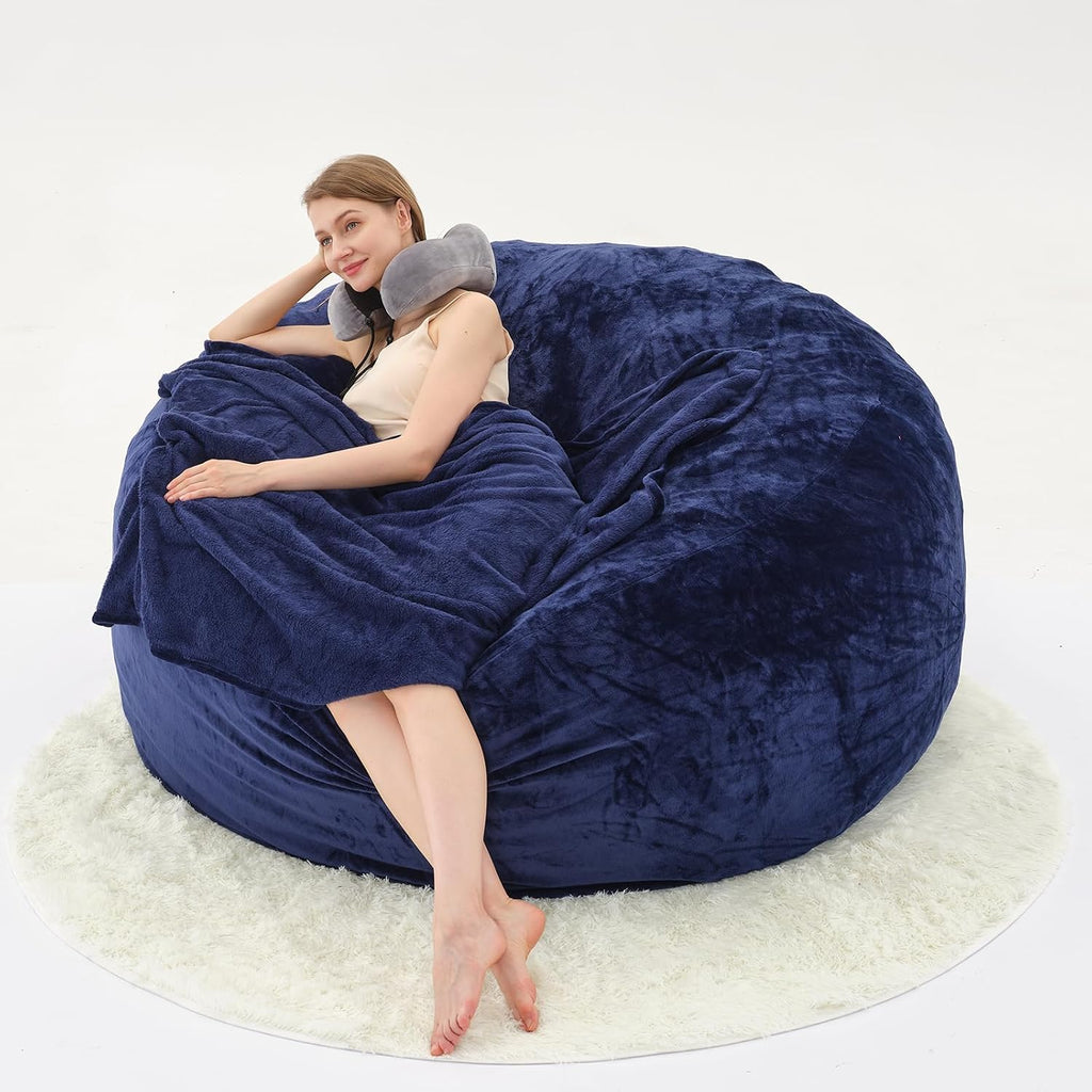 Bean Bag Chair for Adults, High-Density Memory Foam Beanbag Chair with Removable Washable Velvet Cover, Fast Rebound Fluffy Lazy Sofa Couch for Living Room & Bedroom