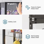 Dystler Display Cabinet with Glass Doors, 6 Tier RGB Lights Curio Cabinet | Adjustable Shelves, Human Sensor Lighting, Modern LED Display Case for Collectibles, Black