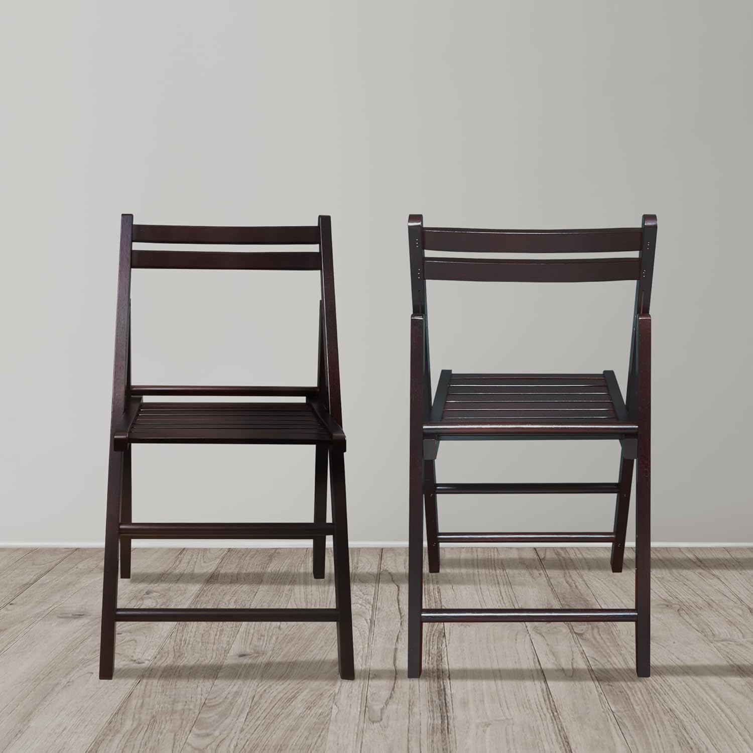 Casual Home Wooden Folding Chairs 2-Pcs Set - Espresso
