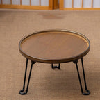 Round Coffee Table Sofa Side Table with Fluted Simple Center Table for Living Room, Farmhouse Cocktail Table End Table Multifunctional for Plant Shelf Indoor/Outdoor(Brown,40x40x32cm/16x16x13in)