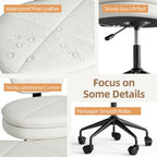 Ergonomic Cross Legged Chair, 360°Swivel Criss Cross Chair with Wheels, Double-Layer Upholstered Desk Chair, 31.3" Large Office Chair for Meditation and ADHD. White