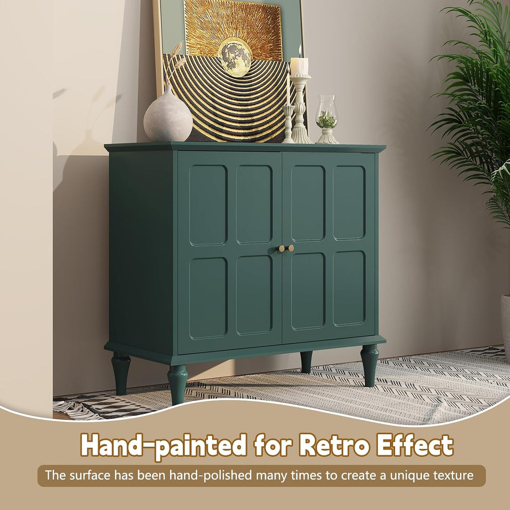 ARTPOWER Green Sideboard Buffet Cabinet with Storage, Mid-Century Modern Storage Cabinet with 2 Doors and Adjustable Shelves, Accent Style Sideboard for Entryway, Dining Room, Living Room