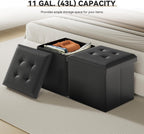 Storage Ottoman Bench, 15 Inch Ottoman Foot Rest, End of Bed Bench, Storage Chest for Living Room, Bedroom, Entryway, Black