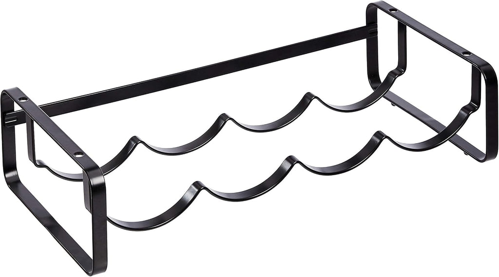 Amazon Basics Tabletop Stackable 4-Bottle Metal Wine Rack, Wine Storage, Space Saving, No Assembly Required, 3.74"D x 15.75"W x 7.87"H, Black