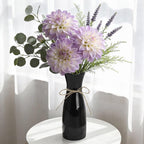 Small Vase Black Ceramic Jute Rope Simple Vases for Home Decor Minimalist Modern Flower Vase Elegant Decorative Glossy Vase for Pampas Grass, Office, Living Room, Mantel and Bedroom Décor