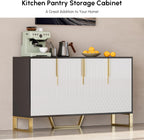 homary Buffet Sideboard Cabinet with Storage – 59" Modern Kitchen Server Table with 4 Doors & Adjustable Shelves, Stainless Steel Frame for Dining Room, Living Room, Entryway