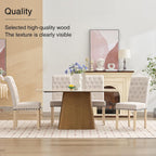 adochr Linen Fabric Dining Chairs Set of 2, Upholstered Dining Room Chair with Wooden Legs, Armless Parsons Chairs for Kitchen/Dining Room/Living Room, Beige