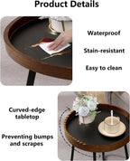 Side Table, a Small Round Side Table with Metal Legs. Suitable for use as a Coffee Table in the Living Room or as a Night Stand in the Bedroom.