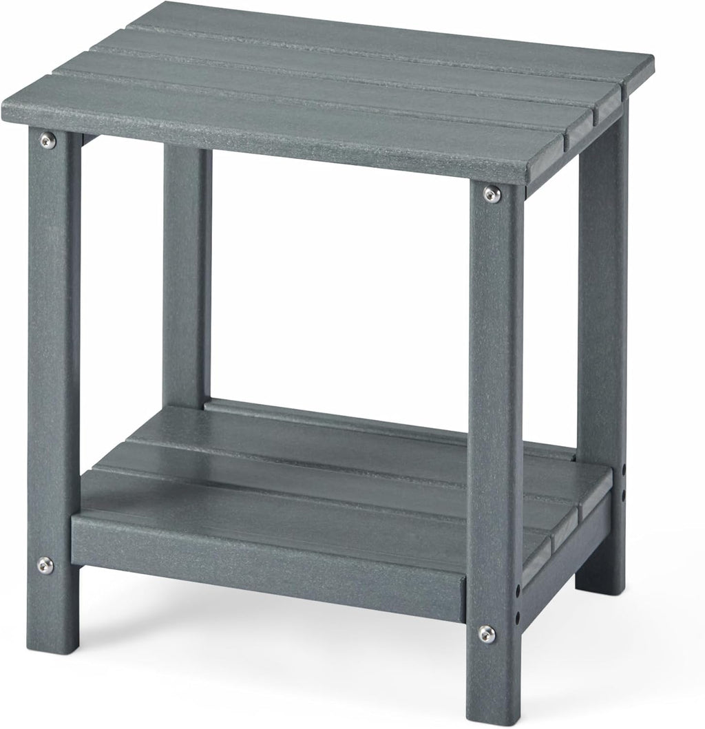 Amazon Basics Outdoor Side Table with Lower Shelf, Weather-Resistant Stainless Steel, 41.91cm x 32cm x 41.91cm, Grey, 1-Pack