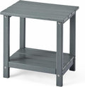 Amazon Basics Outdoor Side Table with Lower Shelf, Weather-Resistant Stainless Steel, 41.91cm x 32cm x 41.91cm, Grey, 1-Pack