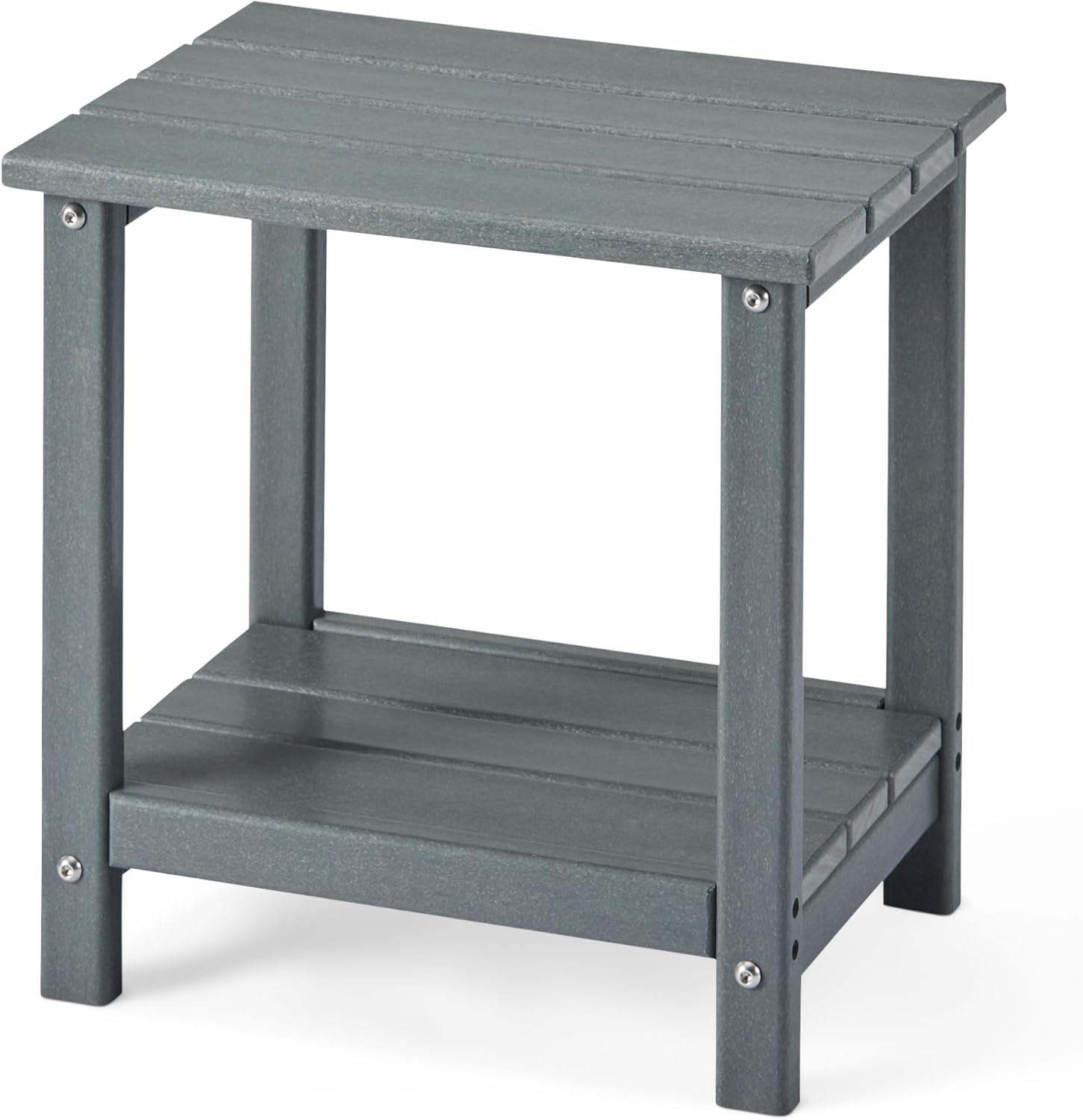 Amazon Basics Outdoor Side Table with Lower Shelf, Weather-Resistant Stainless Steel, 41.91cm x 32cm x 41.91cm, Grey, 1-Pack