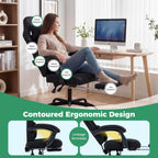 Goplus Gaming Chair, Ergonomic Office Chair with Foot Rest, Lumbar Support, Linkage Armrests, Detachable Headrest, 360°Swivel Computer Chair w/Adjustable Backrest & Height, 330 lbs Capacity (Black)