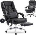 500LBS Massage Office Chair with Foot Rest, 3D Kneading Massage Home Office Desk Chairs, 22.83” Wide Big and Tall Office Chair for Heavy People, Ergonomic Reclining Gaming Chairs, Black
