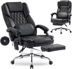 500LBS Massage Office Chair with Foot Rest, 3D Kneading Massage Home Office Desk Chairs, 22.83” Wide Big and Tall Office Chair for Heavy People, Ergonomic Reclining Gaming Chairs, Black