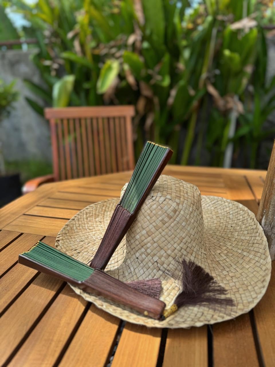 Multipack Exotic Jungle Green Folding Hand Fan, Set of 2, Bali Style