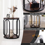 BECHAEO Small Side Table 19.7", 2-Tier Round Bedside Table with Storage, Wood Industrial Design End Tables for Living Room, Bedroom, Office, Bathroom, Dark Coffee