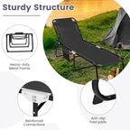 Tangkula Beach Lounge Chair for Outside, Folding Chaise Lounge Outdoor with 4-Position Backrest, Removable Headrest and Side Pocket, Portable Sunbathing Tanning Chair for Patio, Poolside (1, Black)