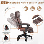 HOMREST 500lbs Big and Tall Office Chair, Ergonomic Heavy Duty Chair with Adjustable Lumbar Support & Backrest, Executive Leather Office Chair with Wide Armrests and Wheels (Brown)