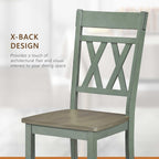 Lexicon Farmhouse Wood Dining Chair, Set of 2, Double Cross Back, Rustic Armless Chairs, Kitchen and Dining Room Furniture, Two-Tone Finish (Greywash and Antique Teal)