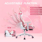 S*MAX Gaming Chair with Footrest Thicken Seat Ergonomic Gaming Chair with 3D Armrest PU Leather Gamer Chairs for Adults Headrest Lumbar Support Gaming Chairs for Adults Pink Large