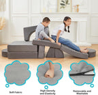 Modular Kids Play Couch, Fort Building Kids Couch for Room, Toddler Sofa That Folds, Grey