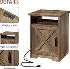 LUXOAK 3-Piece Farmhouse Living Room Table Sets, Includes 1 x Coffee Table, 2 x End Tables with Charging Station & USB Ports, Rustic Coffee Table Set of 3, Barnwood