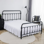 Bed Skirt Queen Size Ruffled Bed Skirt with Split Corners, 14 Inch Drop Dust Ruffle Bed Skirt with Platform, White