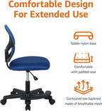 Amazon Basics Kids Adjustable Height Mesh Low-Back Swivel Desk Chair with Footrest, Rolling Study Chair, Armless, Blue