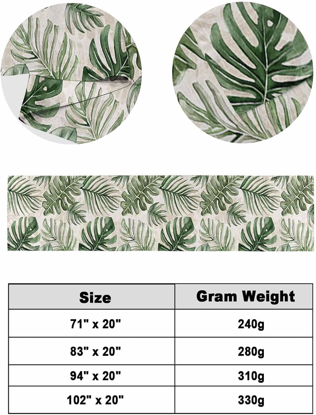 Green Monstera Deliciosa Bed Runner Scarf Cal King Size, Summer Botanical Tropical Vintage Luxury Bed Throw Runners & Scarves for Twin Full Queen King Foot of Beds, Bedroom Decoration, 102"x20"