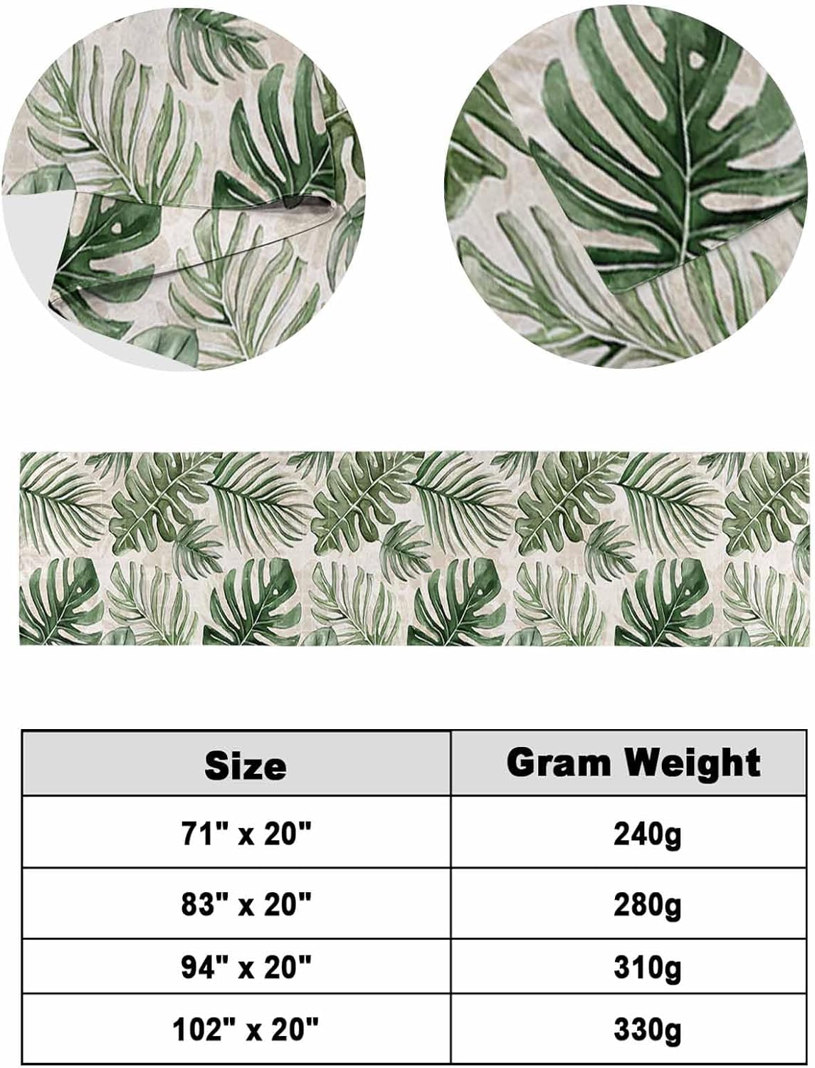 Green Monstera Deliciosa Bed Runner Scarf Cal King Size, Summer Botanical Tropical Vintage Luxury Bed Throw Runners & Scarves for Twin Full Queen King Foot of Beds, Bedroom Decoration, 102"x20"