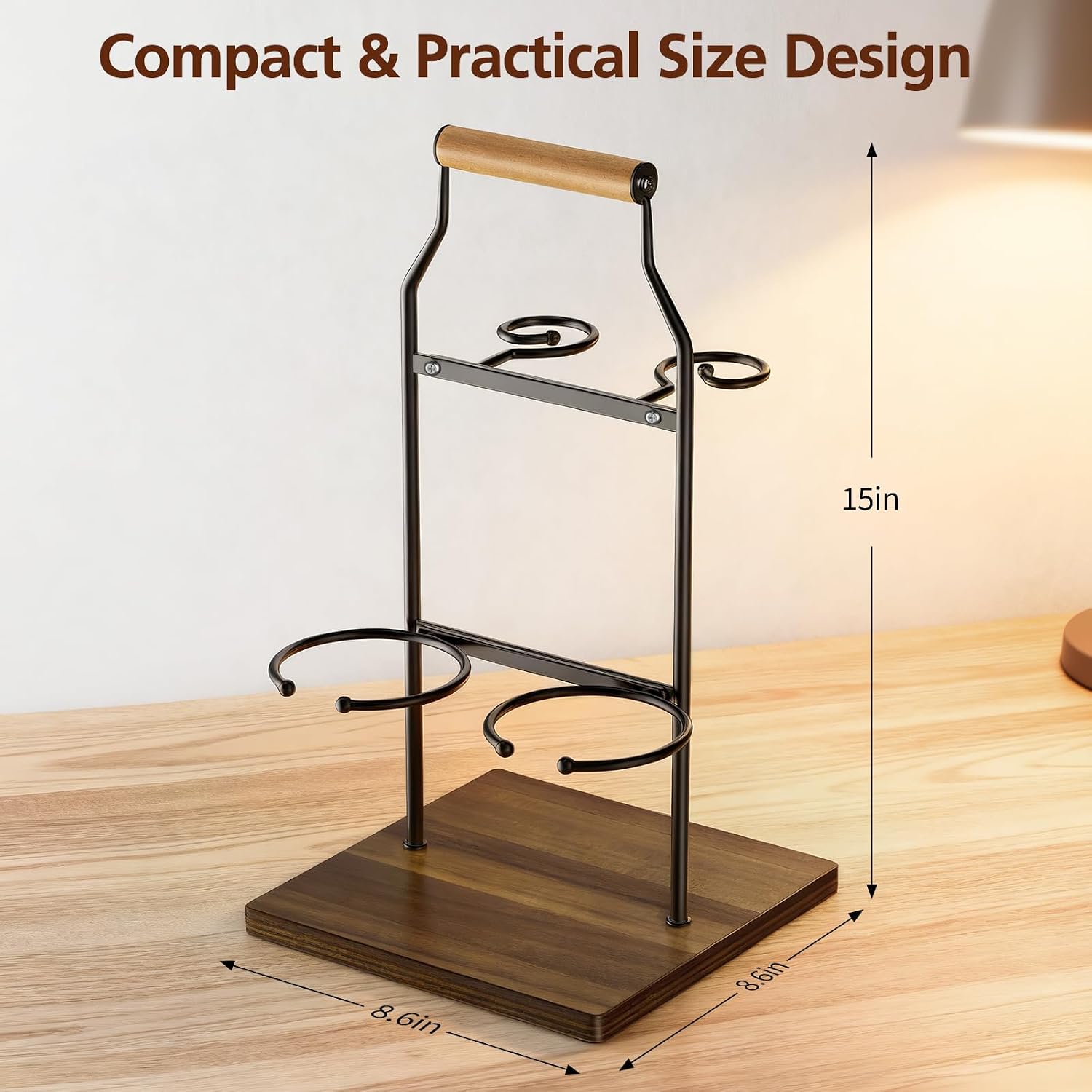 Desktop Wine Rack, 2-Bottle Holder with Dual Glass Holder, Wine Storage Racks, Suitable for Various Home Decor Styles, Ideal for Home, Bar, Couple Gathering, Wine Cabinet, and Dining Room, Black