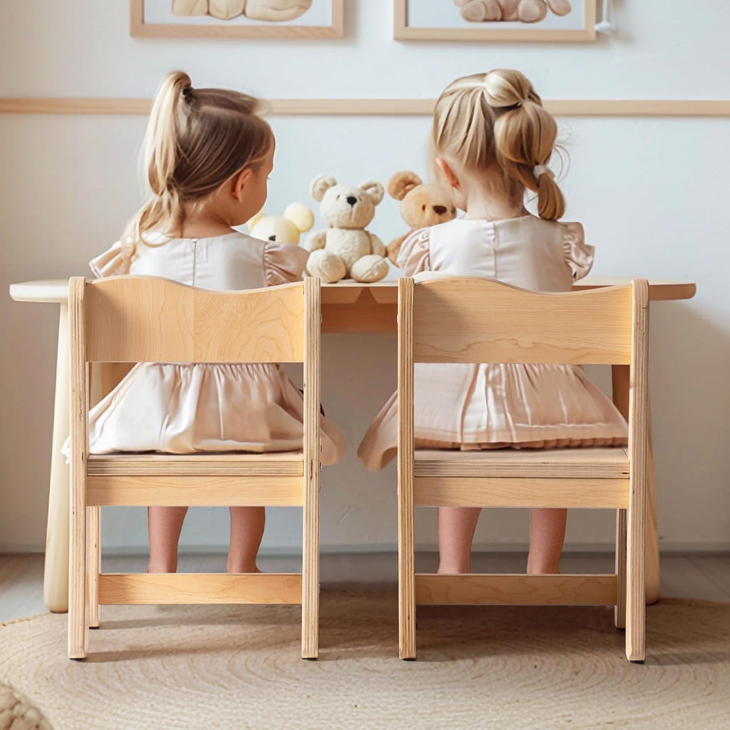 ROBOTIME Kids Wooden Chairs Set of 2, Toddler Chairs for Table & Playroom, Solid Wood Kids Furniture with Ergonomic Backrest, Heavy Duty Children’s Chairs for Reading, Dining & Learning