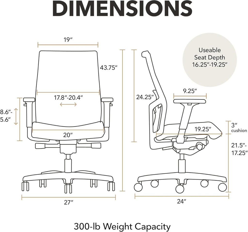 HON Ignition 2.0 Mid‑Back Ergonomic Office Chair, Mesh Task Seating with Lumbar Support, Advanced Synchro‑Tilt, Height and Width Adjustable Arms, Black Frame, Black