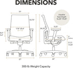 HON Ignition 2.0 Mid‑Back Ergonomic Office Chair, Mesh Task Seating with Lumbar Support, Advanced Synchro‑Tilt, Height and Width Adjustable Arms, Black Frame, Black