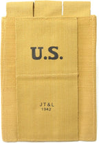 US WW2 Thompson 3 Cell Magazine Pouch Marked JT&L 1942 Khaki
