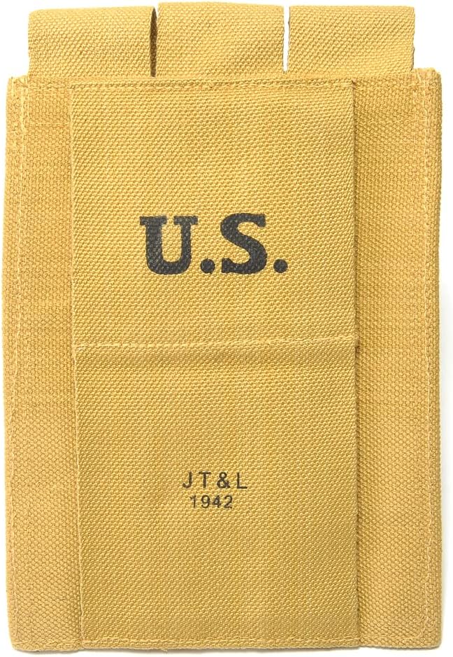 US WW2 Thompson 3 Cell Magazine Pouch Marked JT&L 1942 Khaki