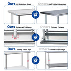 Stainless Steel Table with Wheels, 24 x 24 Inch Stainless Table for Prep & Work, Commercial NSF Steel Metal Table for Restaurant Kitchen Hotel Garage