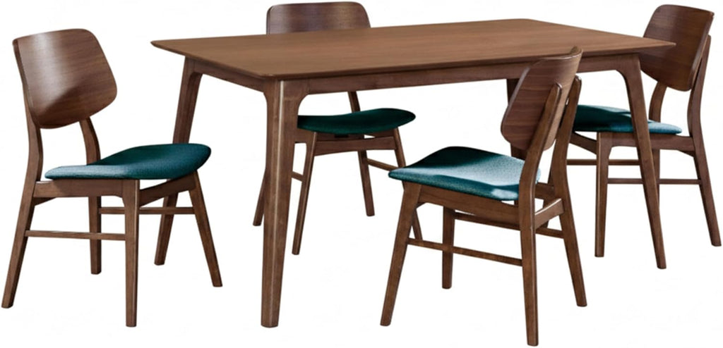 New Classic Furniture Oscar 5-Piece Wood 60" Dining Table Set in Teal