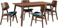 New Classic Furniture Oscar 5-Piece Wood 60" Dining Table Set in Teal