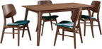 New Classic Furniture Oscar 5-Piece Wood 60" Dining Table Set in Teal