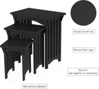 Nesting Tables-Set of 3, Traditional with Mission Style Legs for Living Room Coffee Tables or Nightstands-Home Accent Furniture by Lavish Home (Black)