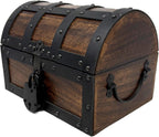 Nautical Cove Handmade Wooden Treasure Chest Storage Box – Deluxe Design with Real Leather Accents, Working Iron Lock & Skeleton Keys, Decorative Keepsake Chest (Medium - 10 x 7 x 7)